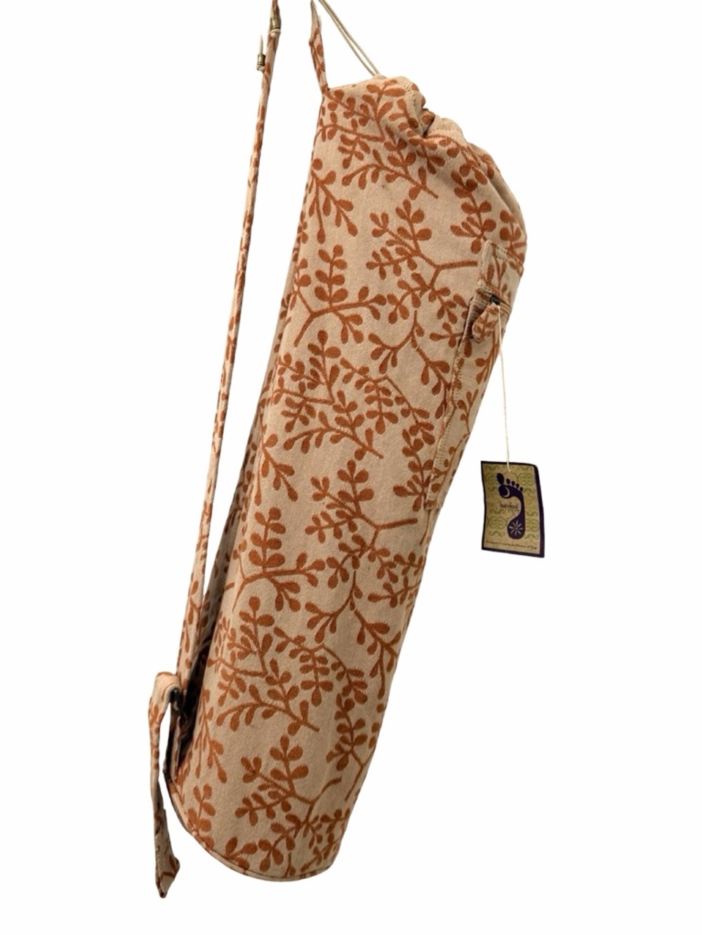 Beige & Rust Floral Yoga Mat Carrier Bag